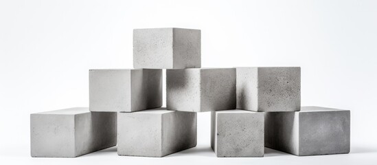 Abstract concrete cubes on white background