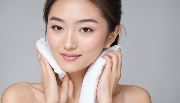 Beauty Image of Asian Women Towel Dry