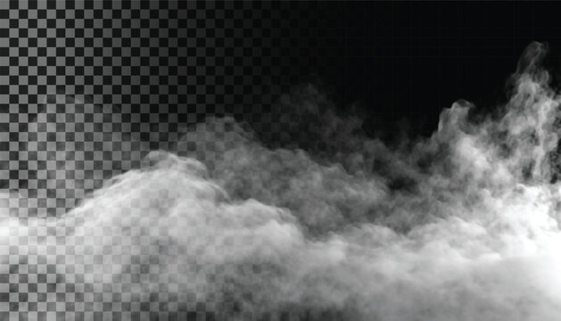 Fog or smoke isolated transparent background. White cloudiness, mist, smog, dust, vapor PNG