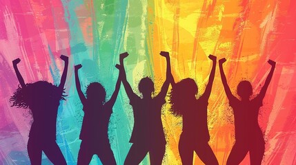 Women day background poster banner symbolizing strength, team work and determination, concept of women empowerment