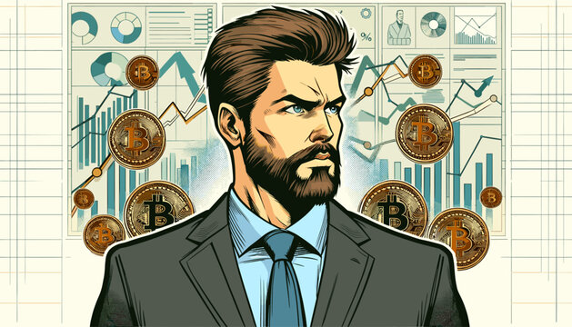 Concept of an image of a virtual currency (Bitcoin) chart movement that is exciting . Vector illustration.