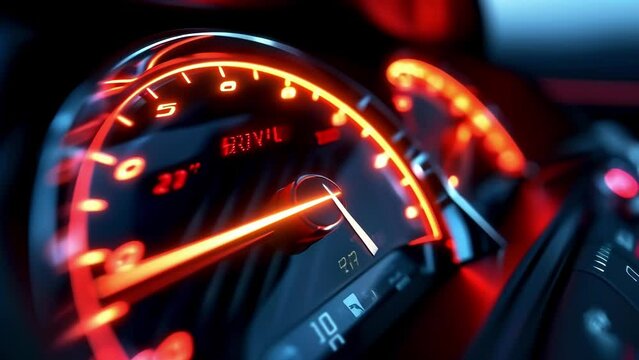 A closeup of the cars speedometer reveals the impressive acceleration of the Nitro Beast as the needle quickly climbs to tripledigit speeds with ease leaving other cars in