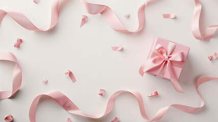Top view photo of pink gift boxes with pink bow on isolated pastel pink background