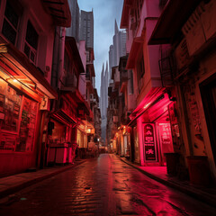 Fototapeta na wymiar Pink Streets at night