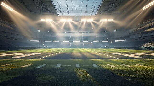 Full stadium background. lighting sport stadium. Image for winning, sport, competition. Empty copy space for ad, celebration, championships design.