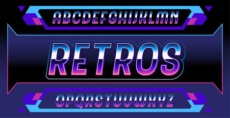 Retro alphabet font. Vintage Alphabet Vector 80s, 90s Old style graphics.