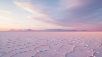 Sunrise on the salt flats faded pastel sky