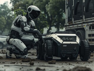 Futuristic scene of space exploration and technology. Generative AI