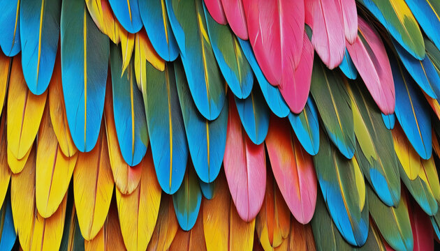 seamless detailed view of tropical bird wing texture, vibrant and iridescent, close up, background texture, tile