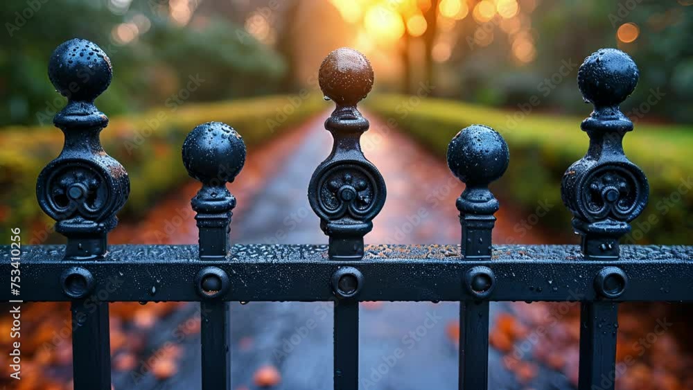 Poster macro view of a security gate being installed at the front entrance providing both privacy and safet