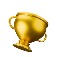 Cartoon style Golden trophy 3D rendering.
