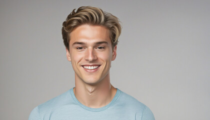 attractive blond man smiling looking at camera