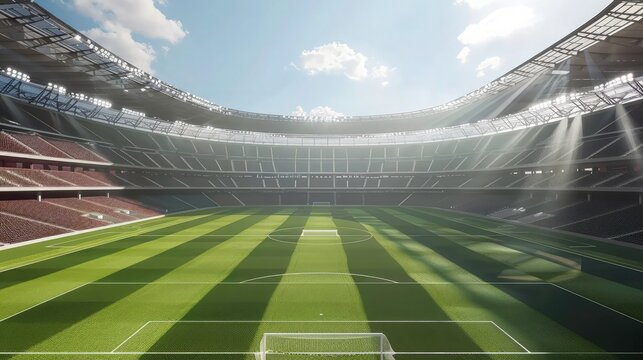 Full stadium background. lighting sport stadium. Image for winning, sport, competition. Empty copy space for ad, celebration, championships design.