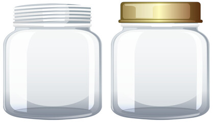 Two clear glass jars with metal lids