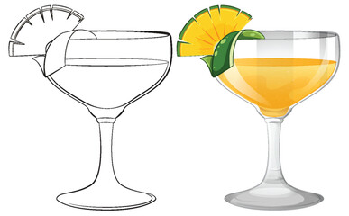 Vector illustration of a cocktail glass with garnish.