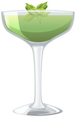 Vector graphic of a green mint cocktail in glass