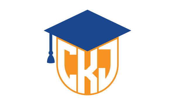 CKJ initial letter academic logo design vector template. school college logo, university logo, graduation cap logo, institute logo, educational logo, library logo, teaching logo, book shop, varsity	