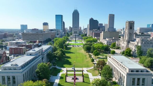 Aerial Fly Through of Indianapolis War Memorial Park