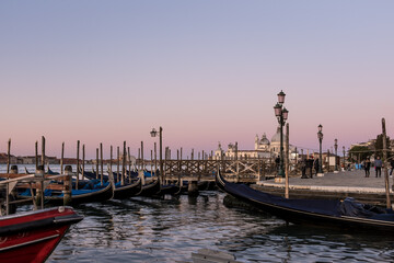 View of the Riva degli Schiavoni, a monumental waterfront in Venice, located in the sestiere of...