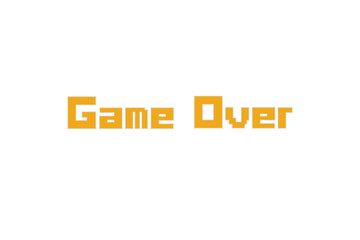 Game Over text on white background.8 bit game. retro game. PNG