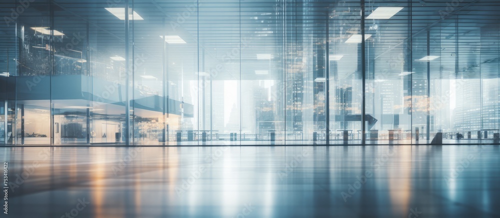 Poster blurred indoor building image with shallow depth of field background and texture theme