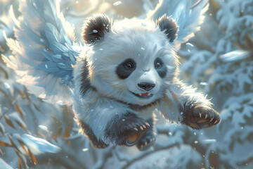 winged panda illustration