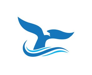 Whale + Eagle Logo + Wave icon logo design in vector format illustrator cc 