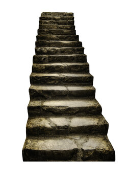 old dark grunge stone staircase to the sky isolated transparent png