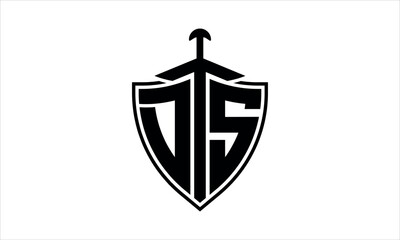 DS initial letter shield icon gaming logo design vector template. batman logo, sports logo, monogram, polygon, war game, symbol, playing logo, abstract, fighting, typography, icon, minimal, knife logo