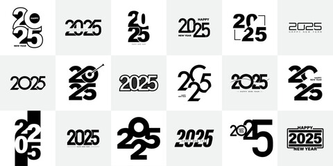 Big Set of 2025 number design template.