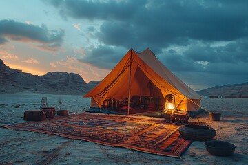 Nomadic tent in the desert.
