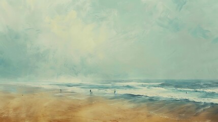waves on the beach oil painting with strong brush stroke wall art