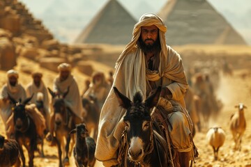 The Israelites are leaving Egypt, Bible story. - obrazy, fototapety, plakaty