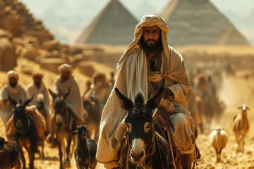 Fotobehang The Israelites are leaving Egypt, Bible story. © Bargais