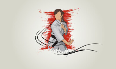 Abstract vector image of a woman in a kimono. Illustration.
