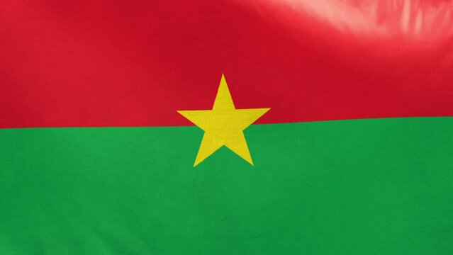 Burkina Faso flag. Burkina Faso flag waving in the wind. Full screen, flat, cloth material texture. National Flag. Loopable. Looping. CGI graphic animation HD