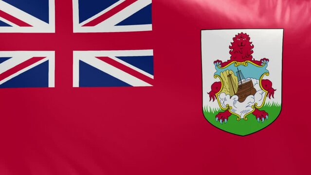 Bermuda flag. Bermuda flag waving in the wind. Full screen, flat, cloth material texture. National Flag. Loopable. Looping. CGI graphic animation HD