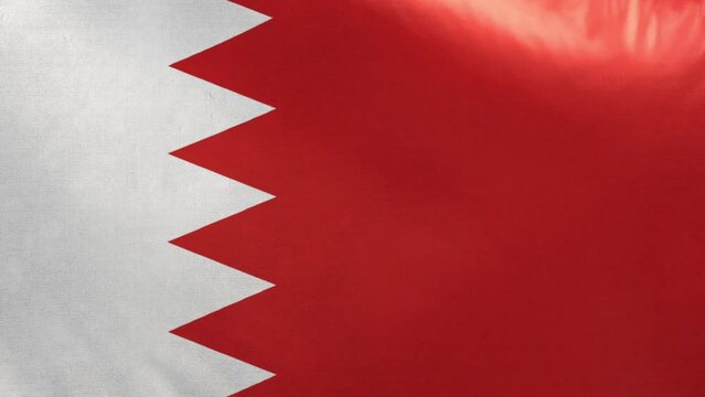 Bahrain flag. Bahrain flag waving in the wind. Full screen, flat, cloth material texture. National Flag. Loopable. Looping. CGI graphic animation HD