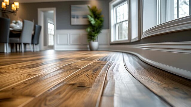 A closeup of a baseboard in a dining room showcasing the delicate curves and sleek lines that make it a standout feature in the room.