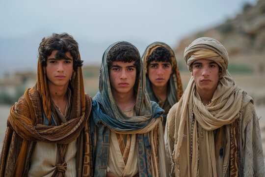 Four court servants of the king of Babylon from Israel - Daniel, Hananiah, Mishael, and Azariah. Biblical characters.