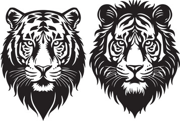 Set of Lion head vector logo icon on white background