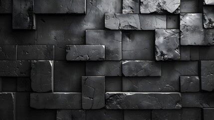 Black and White Concrete and Brick Wall Pattern, To be used as a background or texture in modern and minimalist designs, or as a reference for 3D