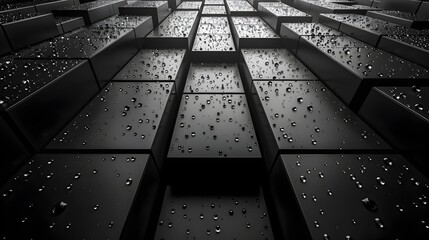 Black and White Abstract Buildings with Raindrops, This versatile and artistic image is perfect for a variety of design needs, from website and