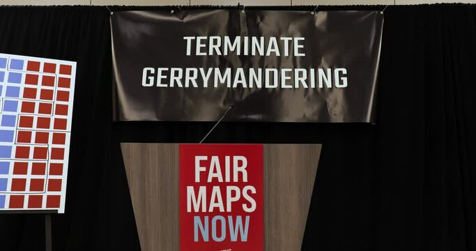 Anti gerrymandering signs - Fair Maps signs at rally