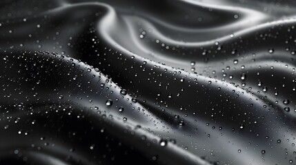 Raindrops on Black Silk Cloth, To provide a high-quality, artistic and detailed stock photo of raindrops on black silk for use in various designs,