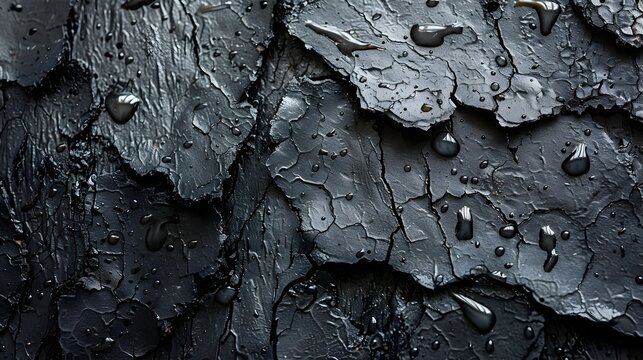 Black Water Droplets on Tree Bark, This image can be used for a variety of purposes, including advertisements, branding, and desktop backgrounds Its
