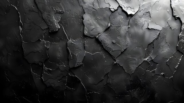 Cracked Wall with Black Paint in Zbrush Style, To provide a unique and eye-catching texture or background for a wide range of design and art