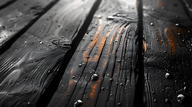 Black Wood Plank with Water Droplets, To provide a visually appealing and high-quality background or wallpaper for a variety of uses, from personal