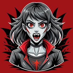 Tshirt sticker of a Eyes of Terror Attitude Horror Girl Design