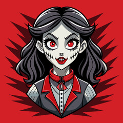 Tshirt sticker of a Eyes of Terror Attitude Horror Girl Design